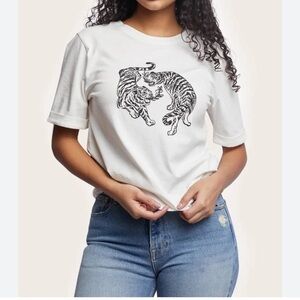 Able White Tee with Tiger Graphic size Large
